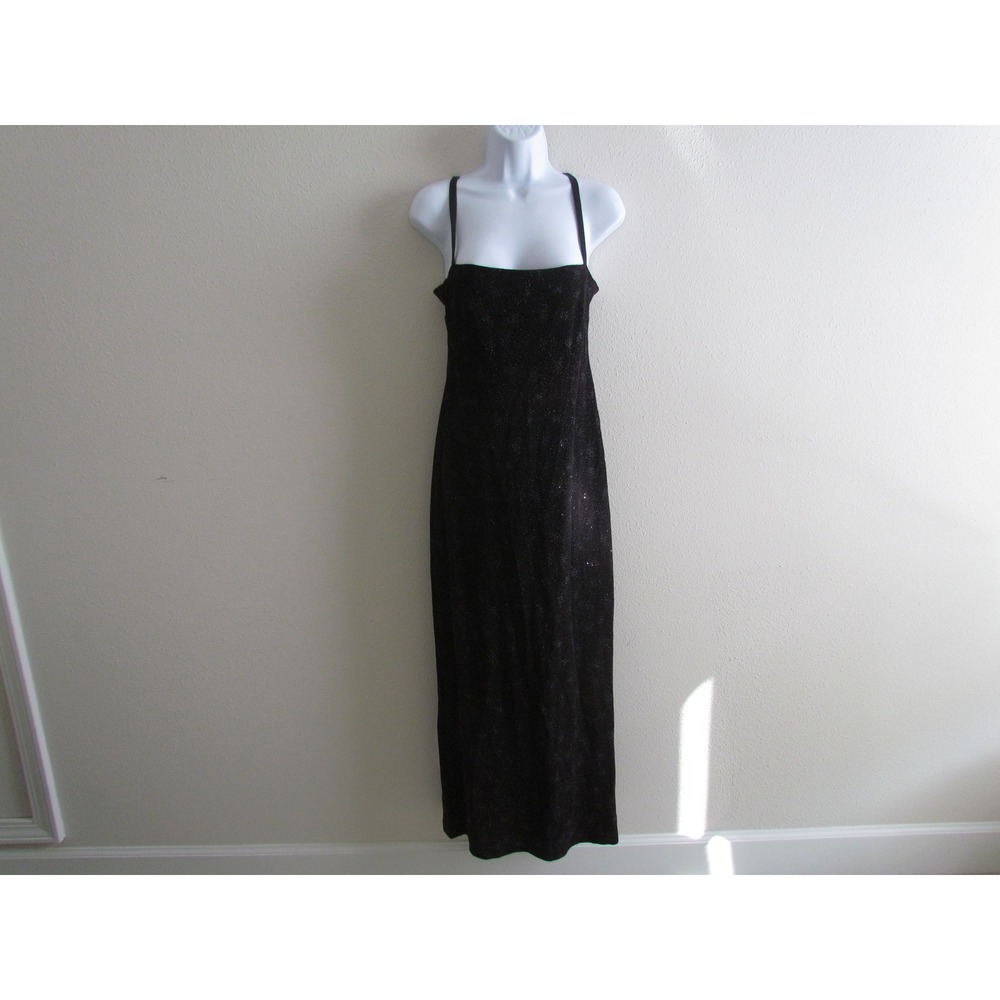 Bari Jay Maxi Dress XS Burgundy Glitter Open Back Rhinestone 90s Vintage Gown